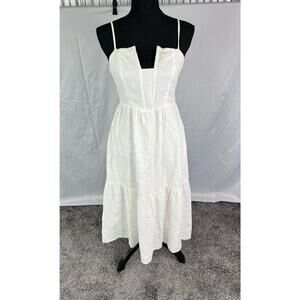 Lulus Simplicity and Sweetness White Sleeveless Tiered Midi Dress size Medium